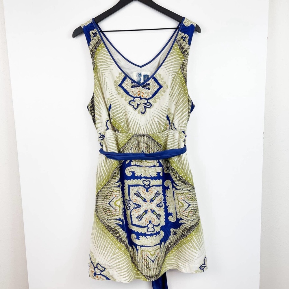 Edme & Esyllte Anthropologie Size XL Dress 100% Silk Mini A-Line w Pockets Green - Picture 2 of 10